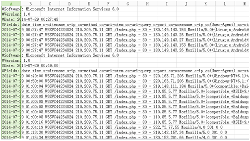 利用excel表格拆分网站日志